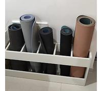 DSeenLeap Estante Organizador de Almacenamiento de tapetes y Rodillos de Espuma de Madera con 7 Compartimentos, Estante Independiente para Escuela, jardín de Infantes y Gimnasio (Blanco)