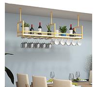 DSeenLeap Estante para vinos de Techo para Colgar, Ideal para Guardar Botellas de Vino, estantes de Pared, Organizador de Libros para Dormitorio, baño y Sala de Estar (Dorado).