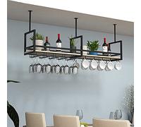 DSeenLeap Estante para vinos de Techo para Colgar, Ideal para Guardar Botellas de Vino, estantes de Pared, Organizador de Libros para Dormitorio, baño y Sala de Estar (Negro).