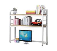 DSeenLeap Estantería de 2 Niveles para encimera, Estante Organizador de Almacenamiento de Escritorio Ajustable, estantería de Escritorio de Madera y Metal para Escritorio de computadora (F 95CM)