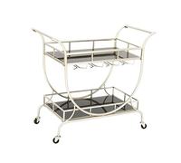 DSeenLeap Estantería de Cocina de Acero Inoxidable de 2 Niveles, Carrito de Servicio/Utilidad, Carrito de Cocina con Ruedas, Tablero de Vidrio Templado, con botellero