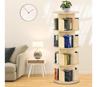 DSeenLeap Estantería de Libros Estantería de 4 Niveles Diseño de Deflector Estantería giratoria de 360° para Oficina en casa 40X40X130 Cm Estantería de pie para Libros Ahorra Espacio