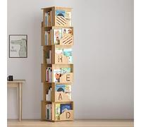 DSeenLeap Estantería de Moda con rotación de 360°, estantería de Madera Multicapa, estantería de Gran Capacidad, Organizador de Libros Sencillo Que no se Mueve (Madera de 5 Capas)