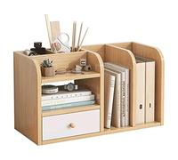 DSeenLeap Estantería de Moda de Gran Capacidad con portalápices y 1 cajón pequeño, estantería de Escritorio Sencilla, estantería de Madera Que no se Mueve (43 cm)