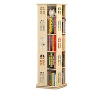 DSeenLeap Estantería de pie Estantería de Madera Maciza Estantería de Almacenamiento de 4 Niveles con rotación de 360° Estantería de pie Moderna para Ahorrar Espacio (5 niveles/151 * 44 * 44 cm)