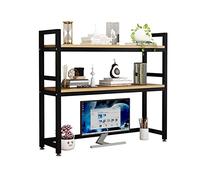 DSeenLeap Estantería de sobremesa de 2 Niveles de Madera y Metal para Escritorio de Ordenador, Estante Organizador de Almacenamiento de Escritorio Ajustable (95 cm)