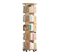 DSeenLeap Estantería giratoria para Libros, estantería de Madera, estantería extraíble, estantería Decorativa móvil con Ruedas, estantería de 5 Niveles, Ahorra Espacio (Madera, 5 Capas)