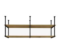 DSeenLeap Estantes flotantes de Cocina de 2 Niveles, de Madera, para Colgar en el Techo, de Estilo Industrial, para Cocina, Restaurante y Bar (80 x 30 x 80 cm)