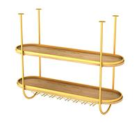 DSeenLeap Estantes flotantes Modernos de 2 Niveles, Estante de Techo Industrial, Estante Decorativo de Almacenamiento, Estante de Madera para Cocina, Restaurante, Bar y Oficina.