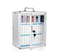 DSeenLeap Gabinete de Almacenamiento de Bolsillo de aleación de Aluminio con 30 Ranuras para teléfonos celulares, montado en la Pared con Cerradura, se Puede Llevar con la Mano (Plata, 30 Ranuras)