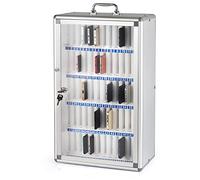 DSeenLeap Gabinete de Almacenamiento de Bolsillo de aleación de Aluminio con 30 Ranuras para teléfonos celulares, montado en la Pared con Cerradura, se Puede Llevar con la Mano (Plata 60 Ranuras)