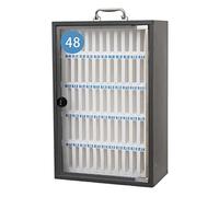 DSeenLeap Gabinete de Almacenamiento de teléfono Celular de Metal con 24 Ranuras Organizador de teléfono móvil para Aula Oficina y fábrica Color Plateado (Plata 48)