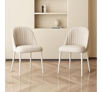 DSeenLeap Juego de 2 sillas de Comedor con Patas de Metal, sillas de Cocina tapizadas Modernas con Respaldo para Cocina, Sala de Estar, Dormitorio, Bar: sillas de Comedor Elegantes y cómodas