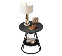 DSeenLeap Mesa Auxiliar de Dos Niveles con Espacio de Almacenamiento para sofá de Sala de Estar, Mesa de Centro pequeña, Mesa de Esquina Sencilla para sofá de apartamento pequeño (B)