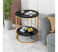 DSeenLeap Mesa Auxiliar de Dos Niveles para Sala de Estar, sofá, Mesa de Centro pequeña, Mesa de Esquina Sencilla para apartamento pequeño (Negro y Dorado)