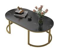 DSeenLeap Mesa de Centro de mármol nórdico, Mesa Auxiliar de Metal Creativa, Mesa de Centro Ovalada, Moderna Mesa de salón de Hierro Forjado (Negro, 120 x 40 x 47)