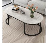 DSeenLeap Mesa de Centro de mármol nórdico, Mesa Auxiliar de Metal Creativa, Mesa de Centro Ovalada, Moderna Mesa de salón de Hierro Forjado (marrón, 100 x 60 x 47 cm)