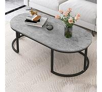 DSeenLeap Mesa de Centro de mármol nórdico, Mesa Auxiliar de Metal Creativa, Mesa de Centro Ovalada, Moderna Mesa de salón de Hierro Forjado (Gris, 120 x 40 x 47)