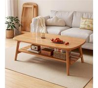 DSeenLeap Mesa de Centro Plegable, Mesa de cóctel, Mesa de té, Mesa Central Retro con Estante, Mesa de Centro Moderna de Doble Capa con Almacenamiento Abierto (Madera)