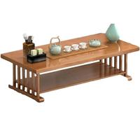 DSeenLeap Mesa de Centro Rectangular Industrial de Madera, Moderna Mesa de Centro de Madera Maciza con Dos estantes de Almacenamiento (Amarillo y marrón)