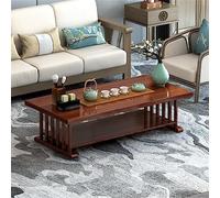 DSeenLeap Mesa de Centro Rectangular Industrial de Madera, Moderna Mesa de Centro de Madera Maciza, con Dos estantes de Almacenamiento (marrón Rojizo)