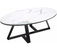 DSeenLeap Mesa de Centro Rock Plates, Mesa de Centro Moderna, Base de Metal y Tablero Rock Plates.