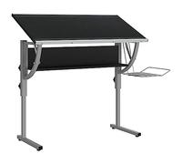 DSeenLeap Mesa de Dibujo inclinable, Mesa de Dibujo para Artistas con Estructura de Acero, Estante y revistero, Escritorio para Manualidades, diseño gráfico y Lectura (Negro)