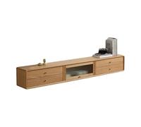 DSeenLeap Mueble de TV Flotante de Pared, de Roble, con cajón de Dos Niveles y Puerta de Cristal abatible, Consola Multimedia Moderna para TV, Mueble Compacto (Color A, 1800 x 250 x 250)