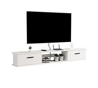 DSeenLeap Mueble de TV Flotante Estante de Pared Centro de Entretenimiento Mueble de TV Flotante con Puerta y Unidad de Almacenamiento Consola de Audio/Video Consola Multimedia (A 140x23x22cm)