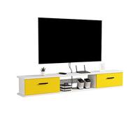 DSeenLeap Mueble de TV Flotante Estante de Pared Centro de Entretenimiento Mueble de TV Flotante con Puerta y Unidad de Almacenamiento Consola de Audio/Video Consola Multimedia (B 100x23x22cm)