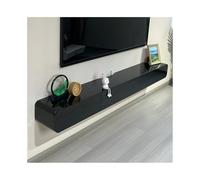 DSeenLeap Mueble de TV Flotante Moderno de Pared con 2 cajones, Mueble de TV Estrecho de Madera, Centro de Entretenimiento para Debajo del televisor, Blanco/Negro (Negro, 200 x 24 x 18 cm)