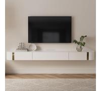 DSeenLeap Mueble de TV Flotante, Mueble de TV con Puerta y cajones, Centro de Entretenimiento Moderno, Consola de TV de Madera montada en la Pared, Orificio para administración de Cables