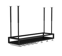 DSeenLeap Portavasos Colgante, portabotellas Vintage, Estante para Copas de Vino, decoración de Techo, Altura y Anchura Ajustables, para Bares, restaurantes y cocinas (Negro, 100 x 25 x 21 cm)