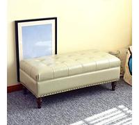 DSeenLeap Reposapiés de Almacenamiento Rectangular con Tapa abatible, Taburete de Cuero sintético para Sala de Estar, sofá, Dormitorio, Cama (Beige)