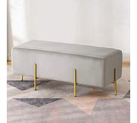 DSeenLeap Reposapiés de Terciopelo con Forma de Banco, Mesa de Centro tapizada, puf con Patas Doradas para Sala de Estar y Dormitorio (Gris Claro, 39 x 17 x 17 Pulgadas)