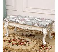 DSeenLeap Taburete Resistente con Patas talladas, Banco Moderno con Acento al Final de la Cama para Sala de Estar, Dormitorio, Banco de Entrada de Tela Bordada a Mano (Verde B 24 x 14 x 14 Pulgadas)