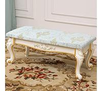 DSeenLeap Taburete Resistente con Patas talladas, Banco Moderno con Acento al Final de la Cama para Sala de Estar, Dormitorio, Banco de Entrada de Tela Bordada a Mano (Azul 24 x 14 x 14 Pulgadas)