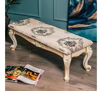 DSeenLeap Taburete Resistente con Patas talladas, Banco Moderno con Acento al Final de la Cama para Sala de Estar, Dormitorio, Banco de Entrada de Tela Bordada a Mano (Beige, 39 x 14 x 14 Pulgadas)