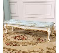 DSeenLeap Taburete Resistente con Patas talladas, Banco Moderno con Acento al Final de la Cama para Sala de Estar, Dormitorio, Banco de Entrada de Tela Bordada a Mano (Azul 39 x 14 x 14 Pulgadas)