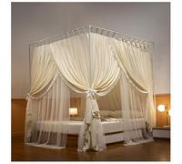 Dsejynxx Dosel Cortinas mosquiteras de Princesa con 4 Postes en Las Esquinas, Dosel para Cama de niña, Cortina de Malla Transparente de Doble Capa(Color:C,Size:150 * 200CM)