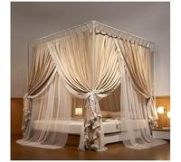 Dsejynxx Dosel Cortinas mosquiteras de Princesa con 4 Postes en Las Esquinas, Dosel para Cama de niña, Cortina de Malla Transparente de Doble Capa(Color:A,Size:150 * 200CM)