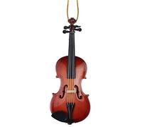 Dselvgvu Adorno colgante de violín en miniatura de cuerda de madera, réplica de instrumento musical, árbol de vacaciones, decoración del hogar (violín de 4.72 pulgadas)