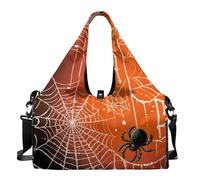 Dserfgiu Bolsa de gimnasio de Halloween para mujer con compartimento para zapatos, bolsillos de almacenamiento en seco y húmedo, bolsa de viaje para esterilla de yoga, bolsa portátil, Telaraña de