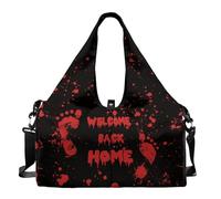 Dserfgiu Bolsa de gimnasio de Halloween para mujer con compartimento para zapatos, bolsillos de almacenamiento en seco y húmedo, bolsa de viaje para esterilla de yoga, bolsa portátil, Huella de