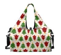 Dserfgiu Bolsa de gimnasio de Navidad para mujer con compartimento para zapatos, bolsillos de almacenamiento en seco y húmedo, bolsa de viaje para esterilla de yoga, bolsa portátil, Estrella de pino