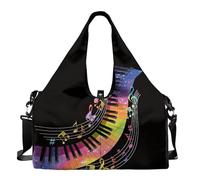Dserfgiu Bolsa de gimnasio para mujer con compartimento para zapatos, bolsillos de almacenamiento en seco y húmedo, bolsa de viaje para esterilla de yoga, bolsa portátil, Piano Music Note, talla única