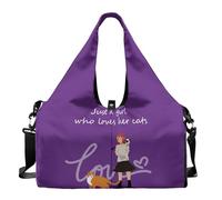 Dserfgiu Bolsa de gimnasio para mujer con compartimento para zapatos, bolsillos de almacenamiento en seco y húmedo, bolsa de viaje para esterilla de yoga, bolsa portátil, Girl Arounds Dog, talla única