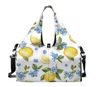 Dserfgiu Bolsa de gimnasio para mujer con compartimento para zapatos, bolsillos de almacenamiento en seco y húmedo, bolsa de viaje para esterilla de yoga, bolsa portátil, Flor Limón, talla única