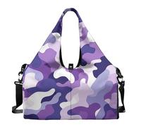 Dserfgiu Bolsa de lona militar con compartimento para zapatos, bolsillos de almacenamiento en seco y húmedo, bolsa de gimnasio para hombre, esterilla de yoga, bolsa deportiva portátil, Camuflaje