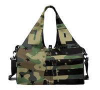 Dserfgiu Bolsa de lona militar con compartimento para zapatos, bolsillos de almacenamiento en seco y húmedo, bolsa de gimnasio para hombre, esterilla de yoga, bolsa deportiva portátil, Camuflaje de